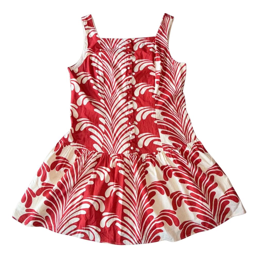 Ciebon Mini Dress Red Sade Smocked Tropical Resort Collection 2025 Size Large